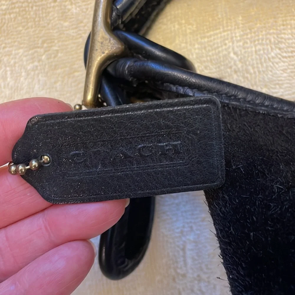 Vintage Coach Suede Berkeley Duffle Sac 9010 black with antiqued brass hardware